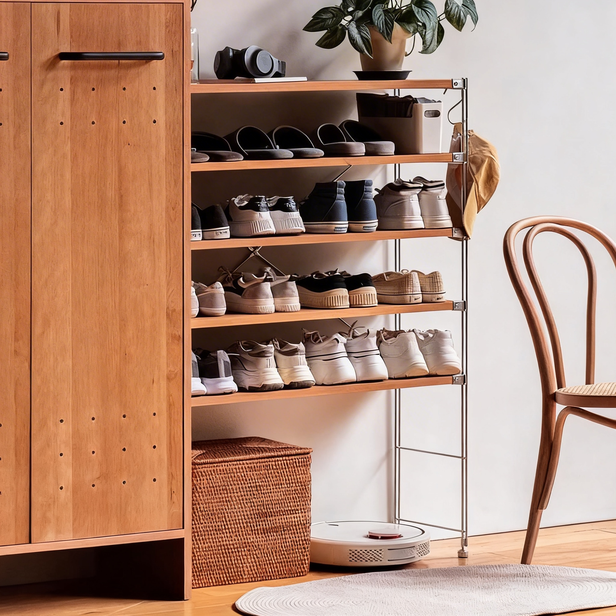 Silver Metal Frame 5-Tier X-Frame Shoe Rack