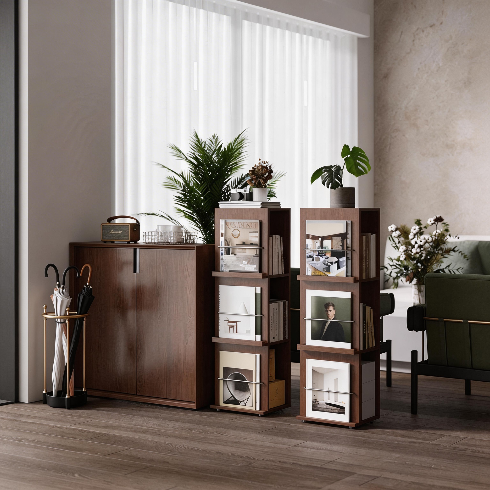 Precision Narrow Walnut Shelf Unit