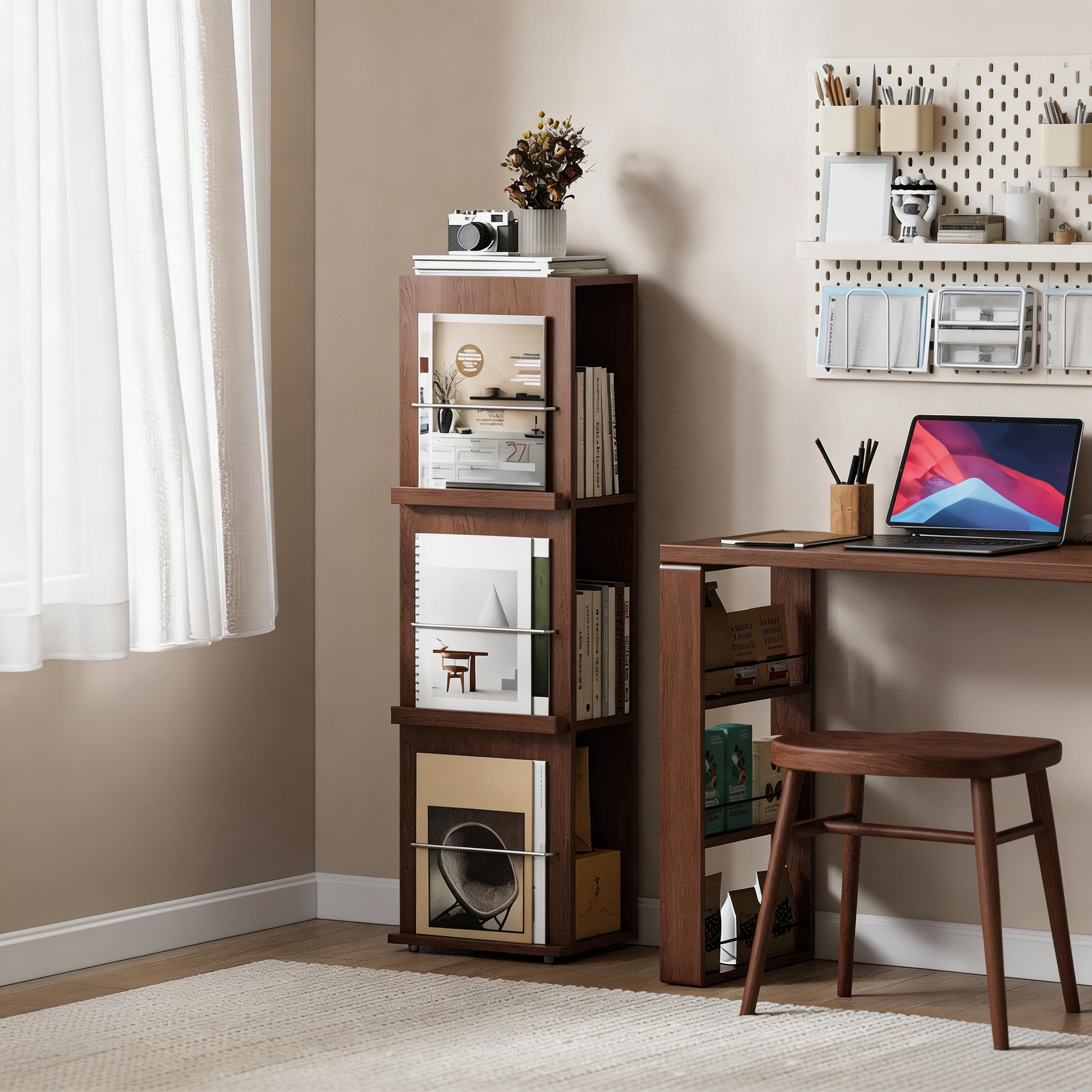 Precision Narrow Walnut Shelf Unit