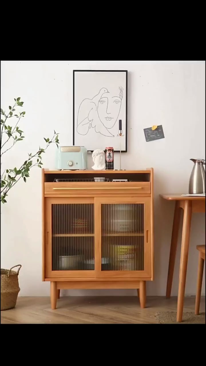 Glass-Door Wood Cabinet